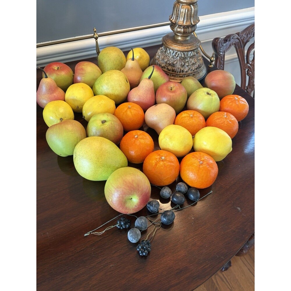 Vintage Artificial Fruit Mix Fake Realistic Lifelike Fruit Mix Lot Of 40 Pieces